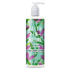Faith in Nature | 400 ml | Lavender & Geranium Hand & Body Lotion Relaxing | 99% Natural Ingredients | Vegan & Cruelty-Free Skincare
