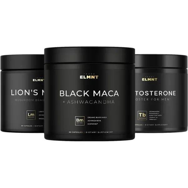 TERRA ELMNT Black Maca Root, Lions Mane, and Testosterone Booster Bundle