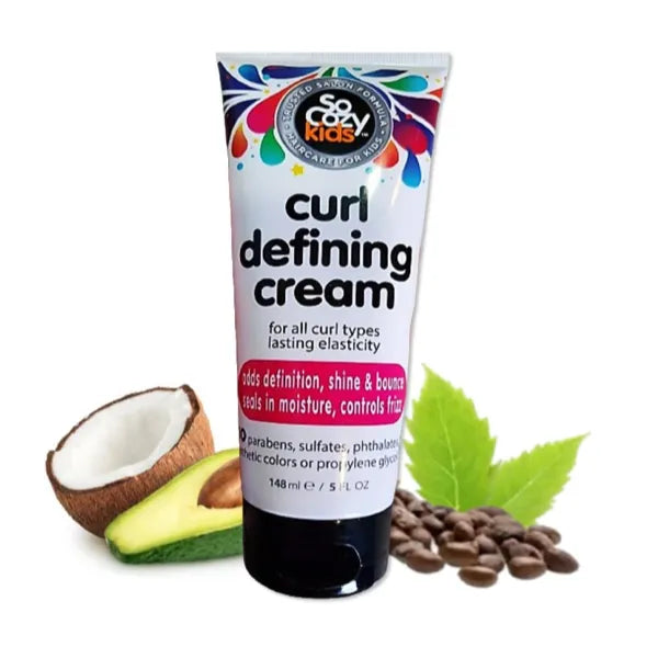 So Cozy Curl Defining Cream (5 Fl Oz) Kids Curl Cream for Curly Hair, Adds Definition, Shine & Bounce, Hair Cream for Wavy, Coily and Curly Hair, Enriched with Vitamins, Castor Seed, & Avocado Oil