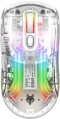 QSNOW Bluetooth Wireless Mouse, Transparent RGB Mechanical Dual Mode Gaming Mouse, A Must-Have Cool USB Computer (White)