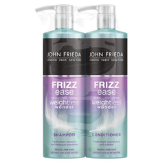 John Frieda Frizz Ease Wonder Lightweight Shampoo and Conditioner, 2 Pack, 500ml, Lightweight Shampoo and Conditioner for Frizzy Hair, Anti-Frizz Hair Care Bundle