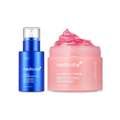 medicube Glow Essential Care Duo, Zero Exosome Shot 7,500 PPM Spicule Facial Serum and Collagen Jelly Cream - 110ml