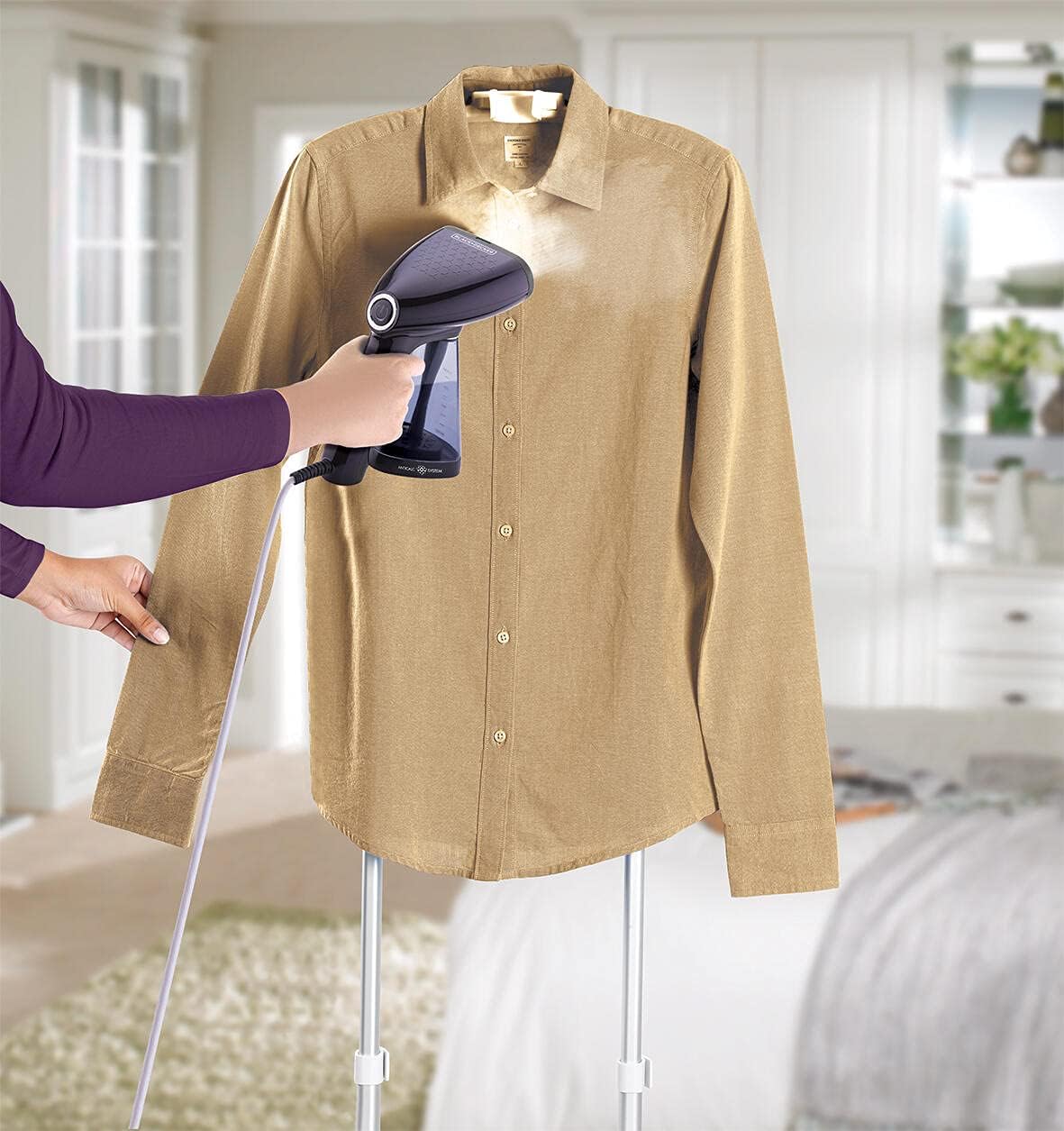Black & Decker Portable Garment Steamer With Universal Bottle Adaptor 1500W - Dark Purple