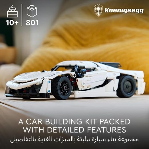 LEGO Technic Koenigsegg Jesko Absolut White Hypercar, Buildable Model Car Set, Toy for 10 Plus Year Old Boys and Girls, Bedroom Decoration, Racing Vehicle Gift for Kids 42184