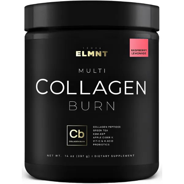 TERRA ELMNT Super Collagen Powder for Women Weight Loss + Beauty w. Probiotics, Hyaluronic Acid, Biotin, ACV, KSM-66® - Premium Multi Collagen Peptides Protein Supplement Colageno for Women (Raspberry Lemonade)