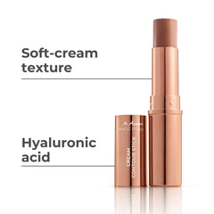M. Asam MAGIC FINISH Light-Medium Contouring Stick (8g) - 3-in-1 formula with cream texture, easy blending and sculpting effect, enhances features with play of shadow and light, ultra-soft cream