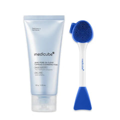 medicube Zero Pore Capsule & Pore Brush Set: Zero Pore Clear Blue Capsule Facial Deep Cleanser and Multi Pore Brush & Mask Applicator