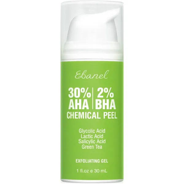 Ebanel Chemical Peel for Face, AHA BHA Exfoliator, Glycolic Acid Peel, Salicylic & Lactic Acid Face Peeling Gel, Infused with Green Tea & Chamomile for Acne Scars, Dark Spots, Wrinkles, Fine Lines