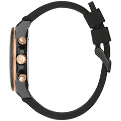 Bulova Marine Star Chronograph Men's Silicone Strap Watch - Black IP/ Rose Gold Accents