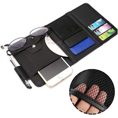 Sulfar Car Sun Visor Organizer,Storage Bag and Glasses Holder with Zipper,PU Auto Interior Accessories Storage Travel Document Holder with Multi-Pocket…