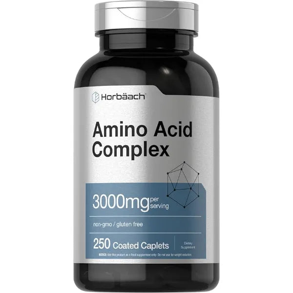 Horbäach Amino Acid Complex 3000mg 250 Caplets Non GMO, Gluten Free Supplement