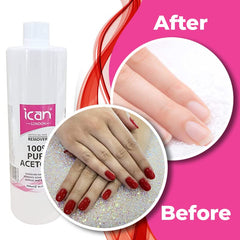 Ican London 100% Pure Acetone Nail Polish Remover UV GEL Soak Off - 500ML