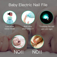 Gnker Baby Nail Trimmer File Electric Safe Nail Clippers with Light for Newborn or Toddler Toes and Fingernails, 12 in 1 with 4 Replacement Pads and Nail Cutter