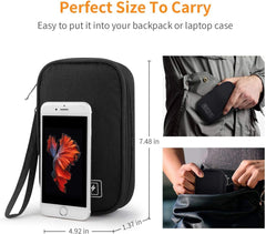 KIENAI 2 Pack Small Travel Cable Organizer, Portable Phone Accessory Organizer, All-In-One Soft Carrying Case for Hard Drive, Power Cord, Charger, Headphones, USB, SD Card (Black+Grey)