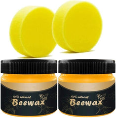 SYDA 2 Pack Beeswax Furniture Polish,Wood Seasoning Beewax ，Natural Wood Wax Traditional Beeswax Polish for Wood & Furniture,Beewax Wood Polish and Cleaner for Furniture Care with 2 sponge