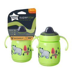 Tommee Tippee Superstar Sippee, Trainer Sippy Cup for Babies with INTELLIVALVE Leak and Shake-Proof Technology and BACSHIELD Antibacterial Technology, 6m+, 300ml, Pack of 1, Green