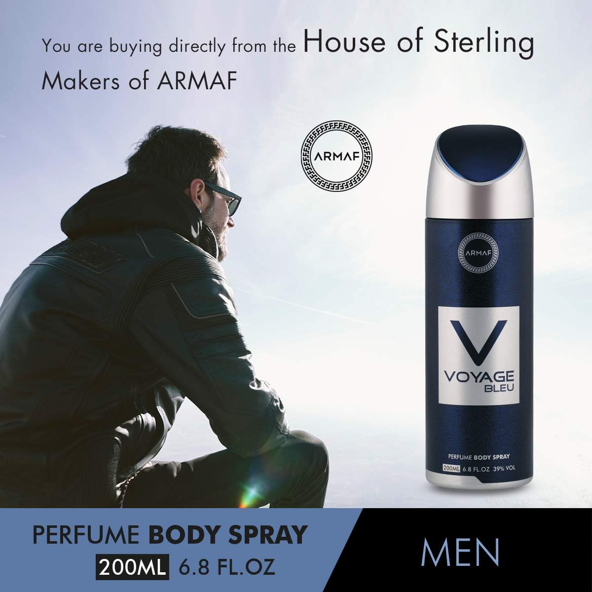 Voyage Bleu For Men, Perfume Body Spray, Deodorant For Him, 200ml (PACK OF 6) By ARMAF, From The House of Sterling