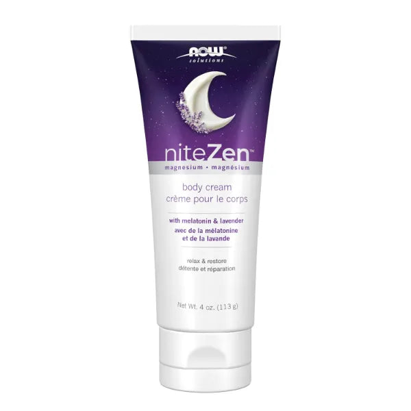 NOW Foods Solutions, niteZen, Magnesium body cream, with Melatonin and Lavender, 4 oz (113 g)