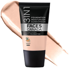 FACESCANADA All Day Hydra Matte Foundation - Mini | 3-in-1 Foundation + Moisturizer + SPF 30 | 24 HR Aloe Hydration & Vitamin C | 10HR Long Wear | Medium to High Buildable Coverage | Rose Ivory, 15ml