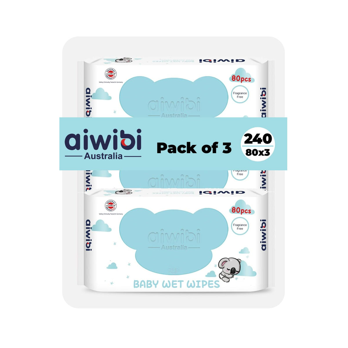 Aiwibi 100% Skin-friendly Baby Wet Wipes 80 Pcs- Baby Wipes Ultra-Soft Wet Wipes - Paraben & Alcohol Free for Newborns Sensitive Skin Diapers Wipes (Pack of 3, Unscented)