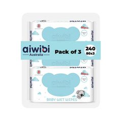 Aiwibi 100% Skin-friendly Baby Wet Wipes 80 Pcs- Baby Wipes Ultra-Soft Wet Wipes - Paraben & Alcohol Free for Newborns Sensitive Skin Diapers Wipes (Pack of 3, Unscented)