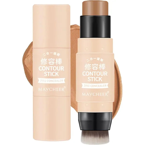 WBTKC Contour Foundation Stick, Contour Bronzer Pen, Creamy Concealer Bronzer Stick, Face Brightens Shades Pencil with Brush, Highlighting Shade, Highlight Shaping Stick