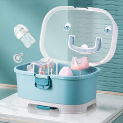 Zdolmy Baby Bottle Drying Rack Storage, Large Nursing Bottle Storage Box Organizer with Cover, Portable Kitchen Cabinet Organizer, Durable countertop Dryer