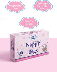 Cool & Cool Nappy Bags 100's- Mildly Scented Diaper Disposable Bags + Baby Wipes 80's - Alcohol Free, Fragrance-Free, Ultra Soft - Combo Pack