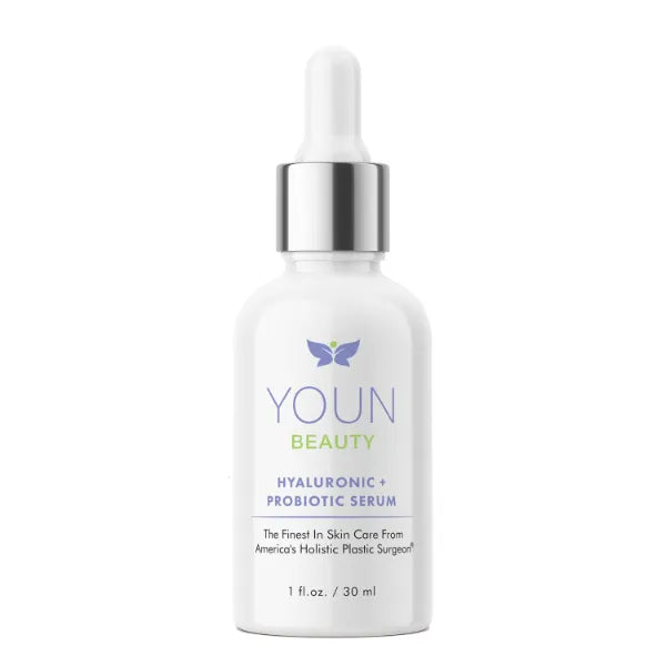 YOUN Beauty Hyaluronic + Probiotic Face Serum For Intense Hydration, Radiance Boost, & Skin Renewal – Contains Plant-Based Hyaluronic Acid, Yogurt Extract, Vitamins C & E - 30 ML
