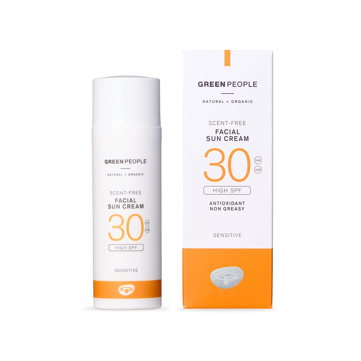 Green People Scent Free Facial Sun Cream SPF30 Sunscreen For Sensitive Skin & Prickly Heat - Vegan & Cruelty Free, 50ml