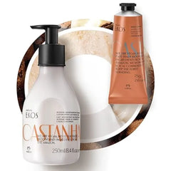 Natura Castanha Hand Care Bundle Renourishing Liquid Hand Soap & 24H Hydration Hand Cream Deep Moisturizing, Soothing & Nourishing Skincare 8.4 fl oz + 2.6 oz