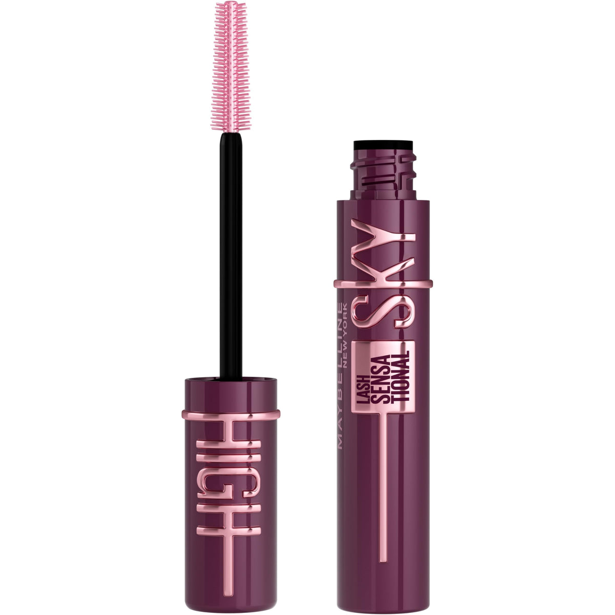Maybelline New York, Sky High Lash Sensational Mascara, Limitless Length & Volume, Flex Tower Brush, Light-as-Air Feel, With Bamboo Extract, Burgundy Haze