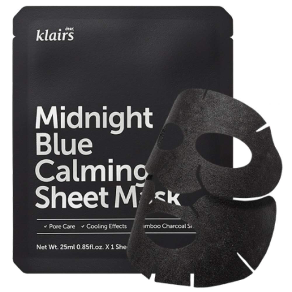 DearKlairs Midnight Blue Calming Sheet Mask, 1 Mask, 0.85 fl oz (25 ml)
