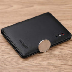 WILLIAMPOLO Men's Wallets Genuine Leather Thin Wallet Men Short Credit Card Holder Small Front Pocket Money Clips Bifold Slim Purse with ID Window - Brown