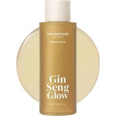 The Face Shop Ginseng Glow Essence Toner - Improves Skin Elasticity, Glowy Finish, for Dull & Dry Skin, with Korean Ginseng, Anti Aging, Korean Skincare, 150ml / 5.0 fl. Oz