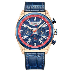 CURREN 8392 Men Quartz Watch Fashion Luxury Business Wristwatch Casual Sport Waterproof Clock Curren Watches Men - BLUE GOLD