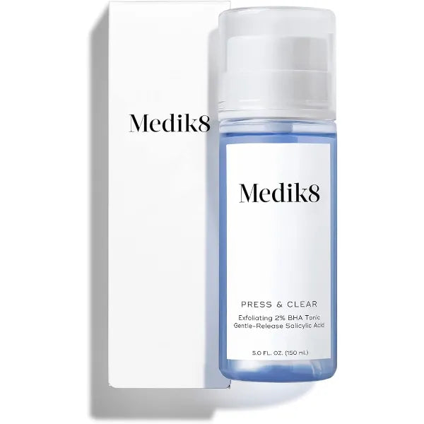 Medik8 Press and Clear Clarifying Facial Tonic Exfoliating BHA Face Toner for Women and Men Gentle Release Salicylic Acid Face Tonic 5 oz