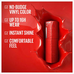 Maybelline New York Super Stay Vinyl Ink Longwear Transfer Proof Gloss Lipstick, 15 PEACHY