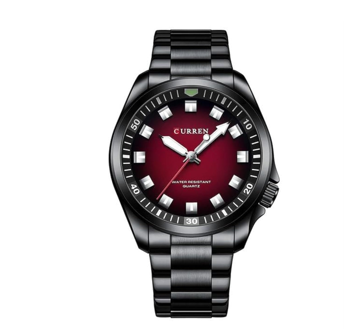 CURREN New Model CURREN-men's analog quartz wristwatches, stainless steel bracelet, luminous hand watch, simple, business, fashion brand, 8451 - BLACK RED