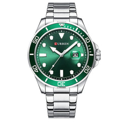 CURREN Analogue Window with Dating Geometric Detail Men's Wrist Watch, Green