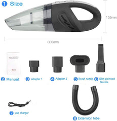 IDEA-TECH Car Vacuum Cleaner, 3.2KPa Strong Cyclone Suction, 12V 120W Rechargeable, for Pet Hair Car Home Cleaning, Black, 355*105*125mm/13.97*4.13*0.16in, F6001