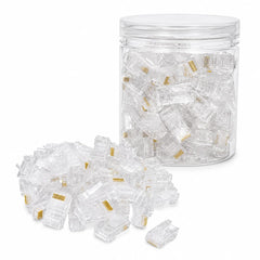 RJ45 Connectors- 100 pcs- Modular Plugs for Cat6/Cat6e Ethernet Cable- High-Speed Network Ends for Solid & Stranded LAN Cable-Reliable Crimp Termination