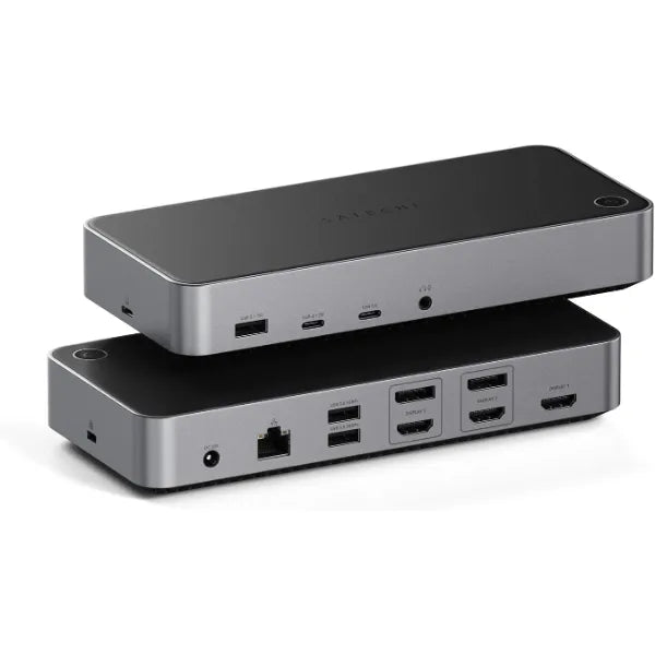 Satechi 13 in 1 Triple 4K USB C Docking Station, 100W Charging, 2 DP, 3 HDMI, 2 USB C, 3 USB-A, Gigabit Ethernet, and Audio Jack for Mac/Windows, MacBook Air/Pro, DisplayLink Required