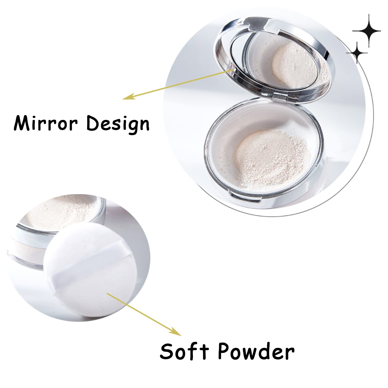 Loose Powder With Mirror,Setting Powder,Loose Setting Powder For Mature Skin,Smooth Face Make-up,Long Lasting Translucent Setting Powder,Matte Powder,Milk Makeup,Matte Finish Oil Absorbing Face Powder