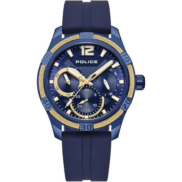 POLICE - Chokery Watch For Men Blue Dial With Blue Silicone Strap - PEWJQ0005303