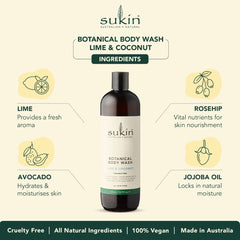 Sukin Botanical Body Wash Lime & Coconut 500Ml