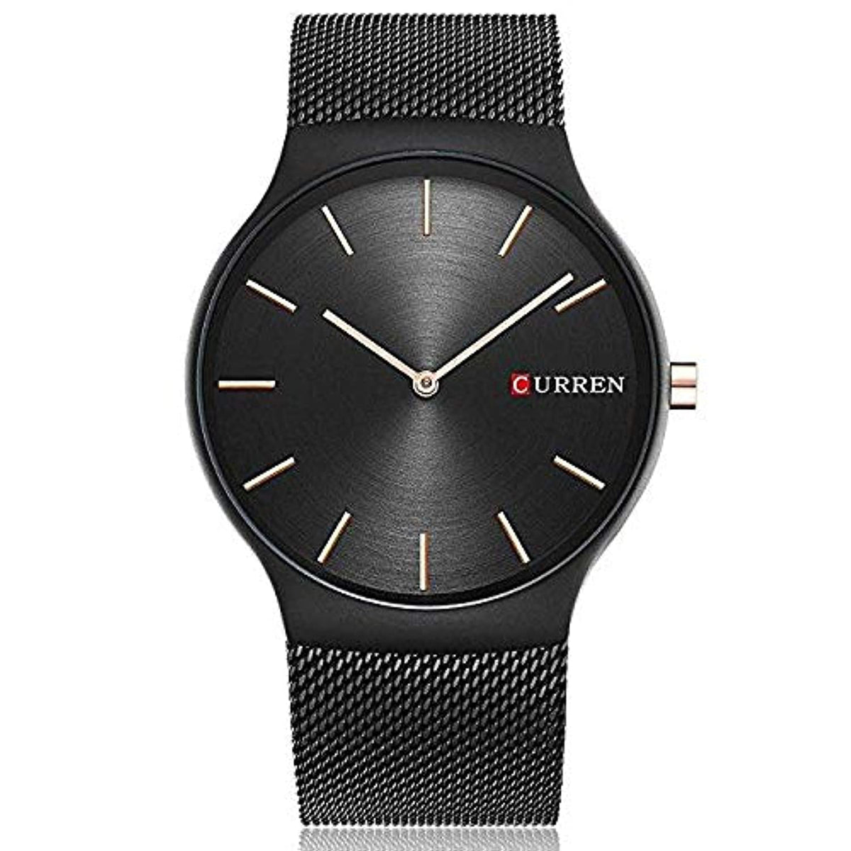 Curren 8256 Men's Sports Waterproof Stainless-Steel Strap Analog Display Wrist Watch - Black