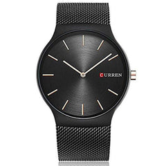 Curren 8256 Men's Sports Waterproof Stainless-Steel Strap Analog Display Wrist Watch - Black