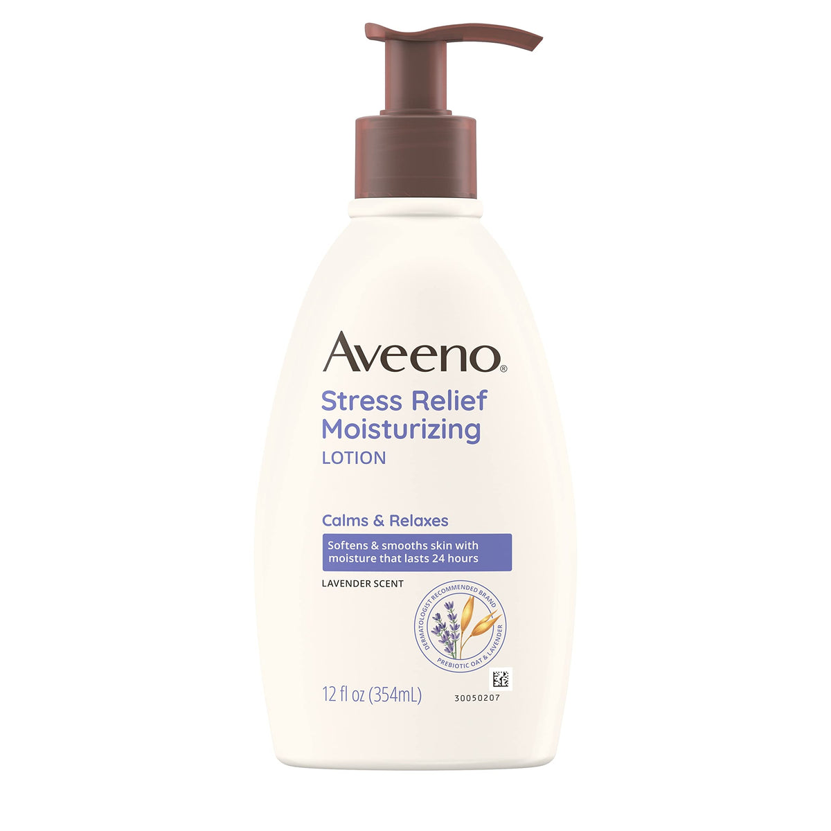 Aveeno Daily Stress Relief Body Lotion with Lavender Scent for Moisturizing, Natural Oatmeal to Calm & Relax, Non-Greasy, 12 fl. oz