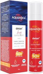 Aqualogica Detan+ Dewy Lightweight Sunscreen with SPF 50+ & PA++++ for UVA/B & Blue Light Protection | Normal, Sensitive & Dry Skin | Tan Removal & No White Cast for Men & Women - 50g